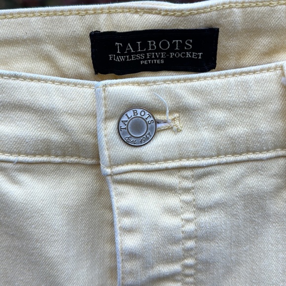 Talbots flawless 5 pockets slim ankle petites jeans off white mute yellow 8P - Picture 5 of 6